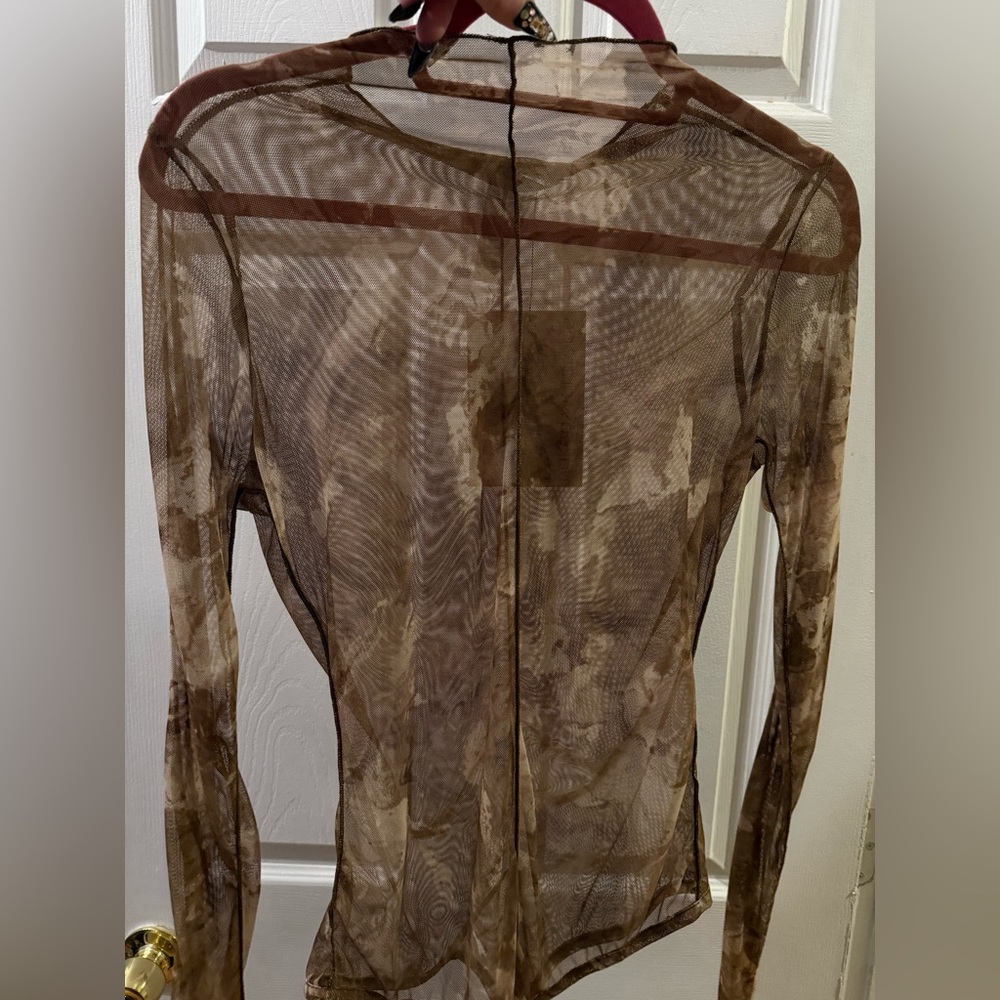 Sheer Brown Long Sleeve Top
